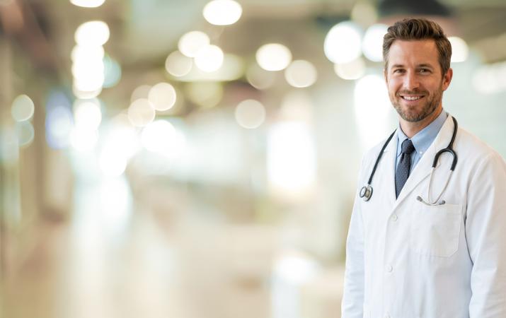 Arzt im modernen Krankenhaus als Symbol für Anerkennung ausländischer Arztdiplome in der Schweiz